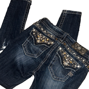 Miss Me Dark Blue Embellished Skinny Jeans